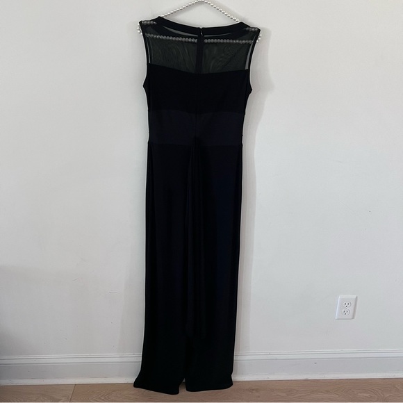 Joseph Ribkoff Mesh Top Sleeveless Wide-Leg Sash Waist Jumpsuit | Size 8| - Picture 2 of 9